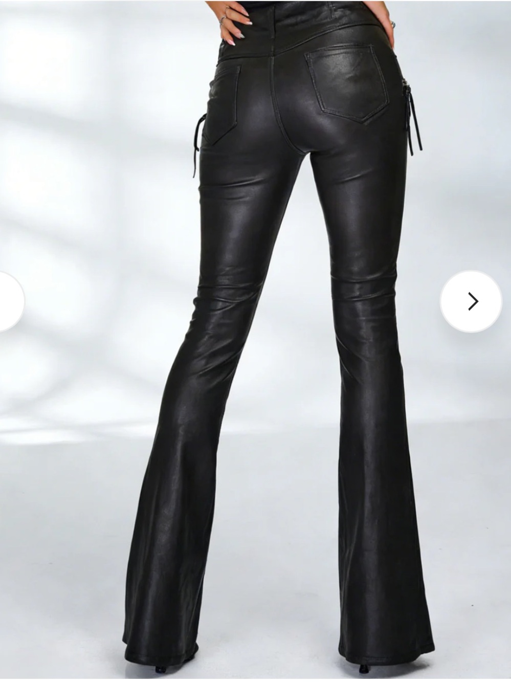High-Waist Black Faux Leather Lace-Up Flare Pants M NWT - Picture 3 of 3